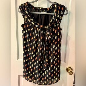 eShakti Black Sleeveless Top with Owl Print - Size S/4, EUC!